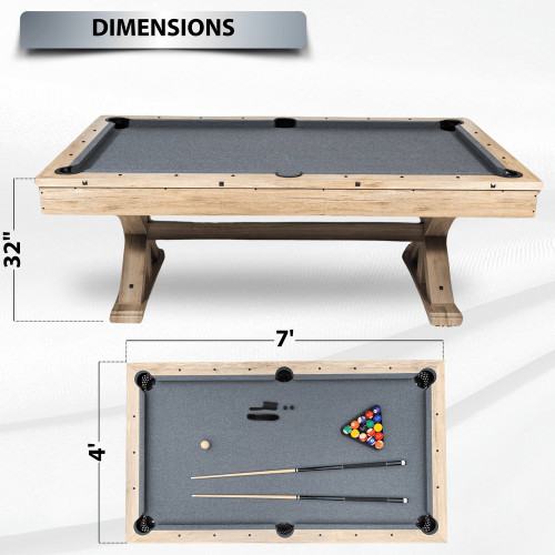 FreeTime Fun 7' Rockford Multi-Game Table in Rustic Oak Dining/Pool/Ping Pong