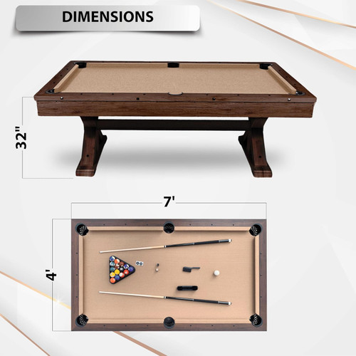 FreeTime Fun 7' Rockford Multi-Game Table in Espresso Dining/Pool/Ping Pong