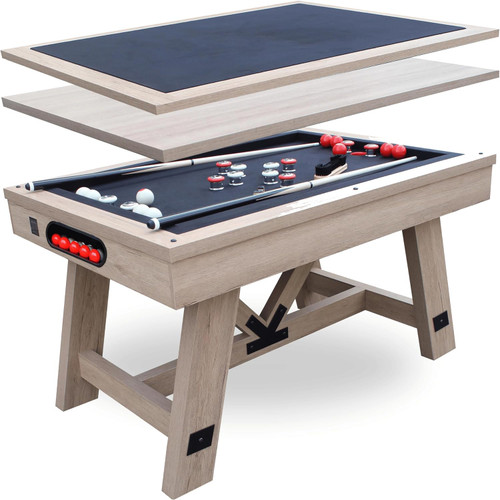 FreeTime Fun 5' Bumper Pool Table + Table Top in Rustic Oak