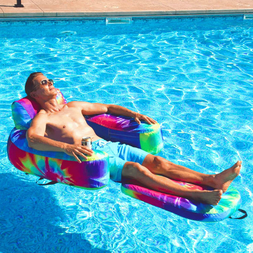 FreeTime Fun Feelin' Groovy Lounger Heavy-Duty Nylon Covered Pool Float