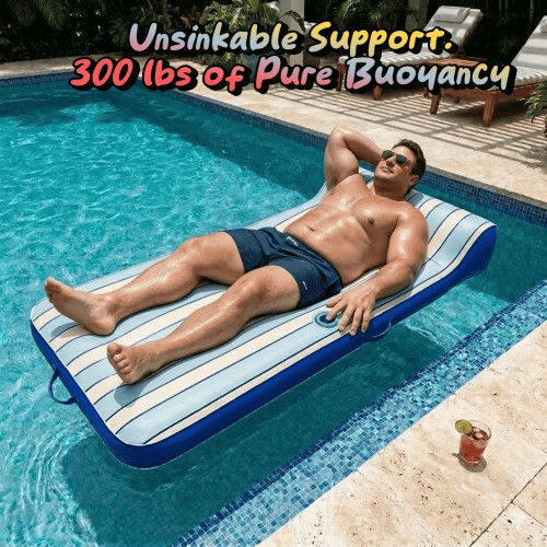 FreeTime Fun "Chillin" 6' Air Mattress Pool Float with Cup Holder