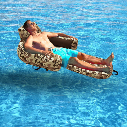 FreeTime Fun Desert Camo Lounger Heavy-Duty Nylon Covered Pool Float