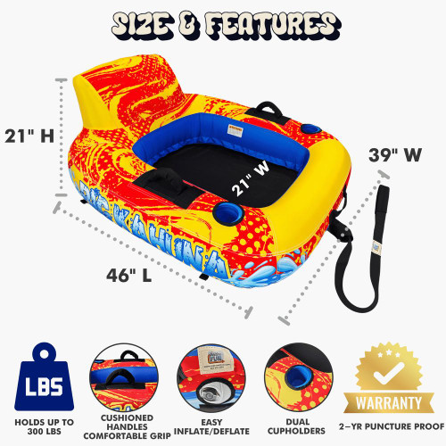 FreeTime Fun Big Kahuna River Float Inflatable, Comfortable & Durable