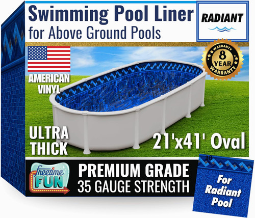 FreeTime Fun OG Radiant 21'x41' Oval 52" Deep Std Bead Liner Azure Peak