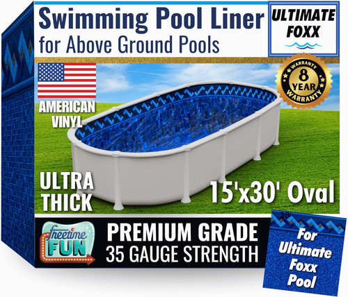 FreeTime Fun OG Ultimate Foxx 15'x30' Oval 52" Deep Std Bead Liner Azure Peak