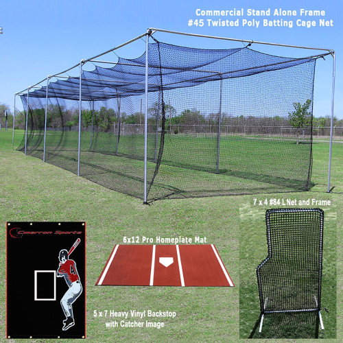 Cimarron Sports Commercial Stand Alone Frame Bundle w/ Green Mat in size 70'x2"
