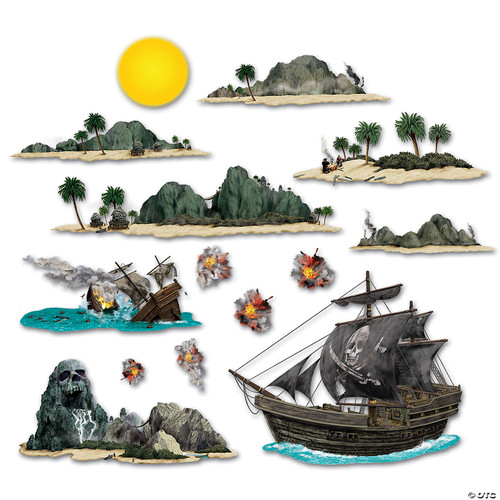 Pirate Ship & Island Props Party Accessory (1 count) (14/Pkg)