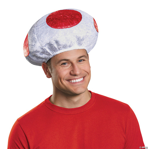 Disguise Men's Mushroom Hat Costume Accessory - Adult Red, Red, One Size