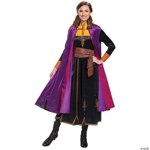 Disguise Women's Disney Anna Frozen 2 Deluxe Adult Costume, Black, L (12-14)