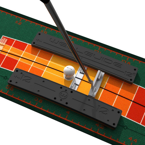 WellPutt Stroke Master 8' Putting Mat With Ball Return Ramp, WellGuide, WellHole
