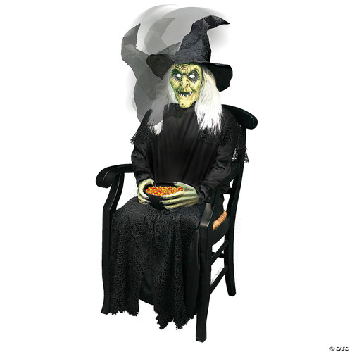Sitting Witch Animated Prop Halloween Porch Greeter