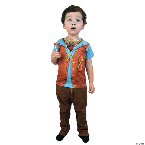 Boy's Hairy Chest Hippie Child Costume Brown and Blue