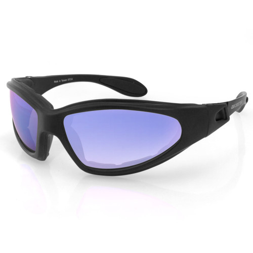 Bobster GXR Matte Black Frame Smoked Blue Mirror Lens sunglasses