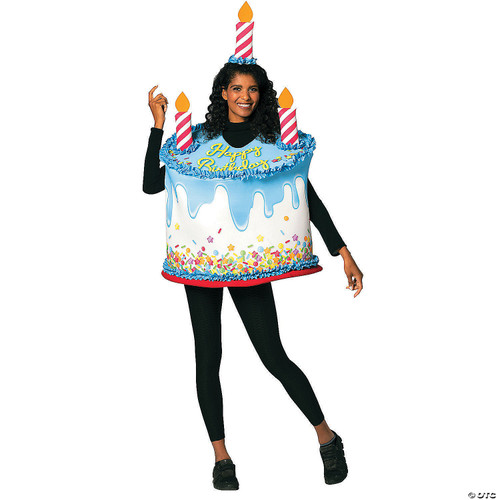 Rasta Imposta Adult Unisex Costume, Happy Birthday Confetti Cake with Candles,
