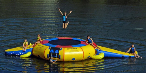 Island Hopper 15' Gator Water Park Water Trampoline W/ Gator Head & Tail Slides