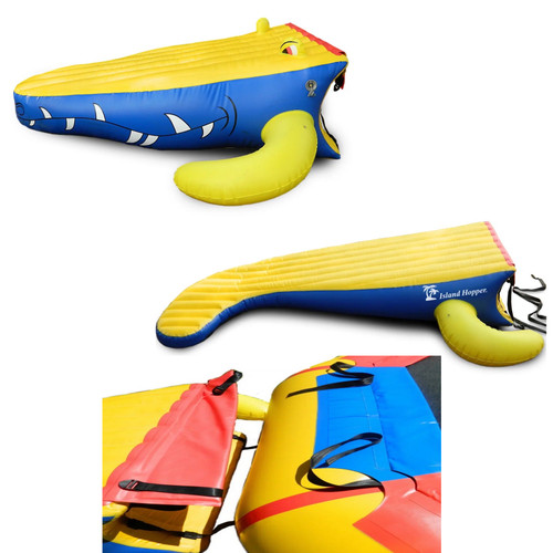Island Hopper 15' Gator Water Park Water Trampoline W/ Gator Head & Tail Slides
