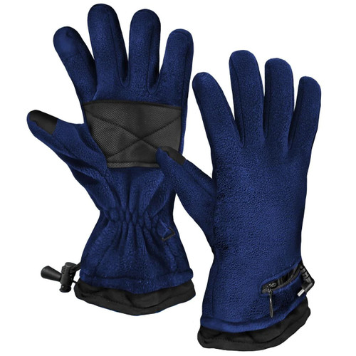 Actionheat Aa Battery Heated Lightweight Weather-Proof Fleece Navy Gloves
