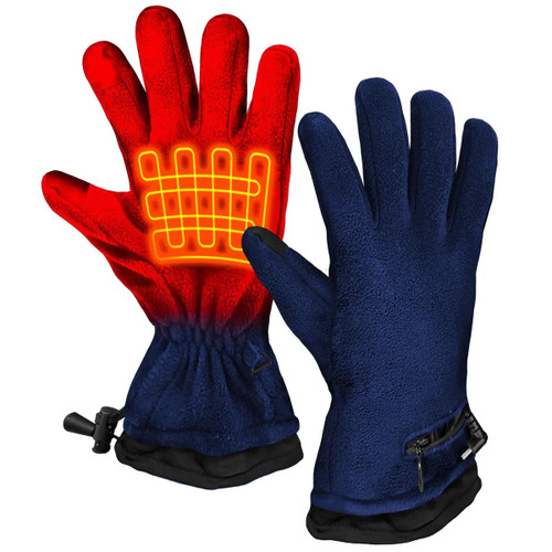 Actionheat Aa Battery Heated Lightweight Weather-Proof Fleece Navy Gloves