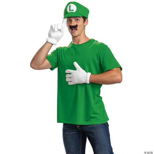 Disguise Luigi Adult Costume Accessory Kit, Official Super Mario Costume with