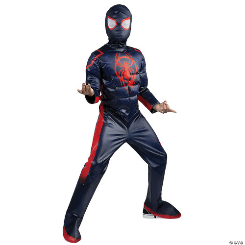 MARVEL Boys Deluxe Spider Man Miles Morales Costume, Kids Spiderman Spider-Verse