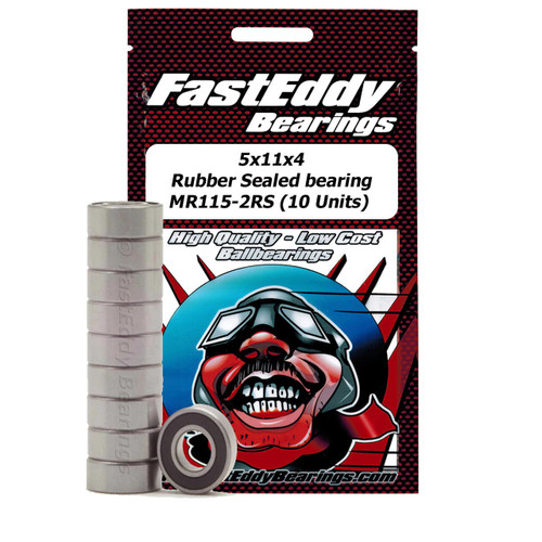 New Team Fasteddy 5X11X4Mm Rubber Sealed Bearing 10 Mr115-2Rs