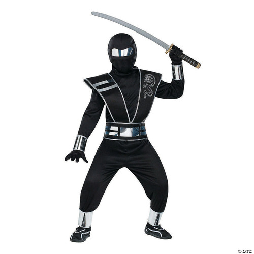 Fun World Mirror Ninja Silver Costume, Medium 8-10, Multicolor