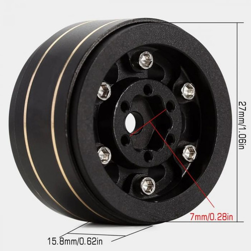 HRP Power Hobby 1.0" Z1 Brass Beadlock Crawler Wheels For 1/24 Axial Scx24