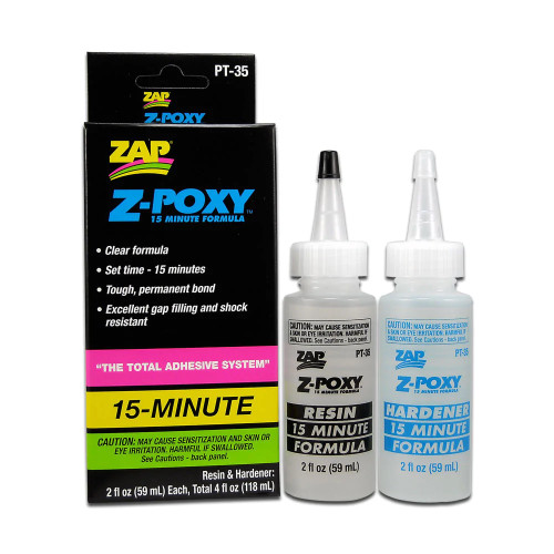 New Zap Glue Z-Poxy 15 Minute Epoxy 4 Oz. Set