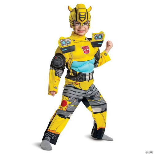 Toddlers Muscle Transformers Bumblebee Jumpsuit Costume - 2T