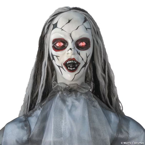 5 Ft. 6" Animated Standing Cracked Face Woman Halloween Decoration