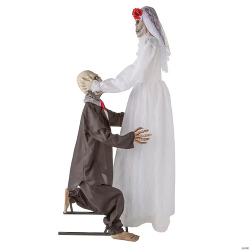 5 Ft. 10 3/4" Animated Skeleton Wedding Couple Halloween Decoration