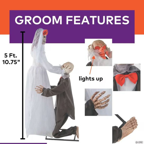 5 Ft. 10 3/4" Animated Skeleton Wedding Couple Halloween Decoration