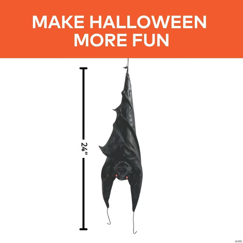 2 Ft. Animated Hanging Light-Up Upside-Down Bat Halloween Decoration