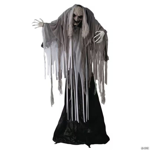 5 Ft. 5" Animated Standing Wrinkled Reaper With Hair Halloween Decoration
