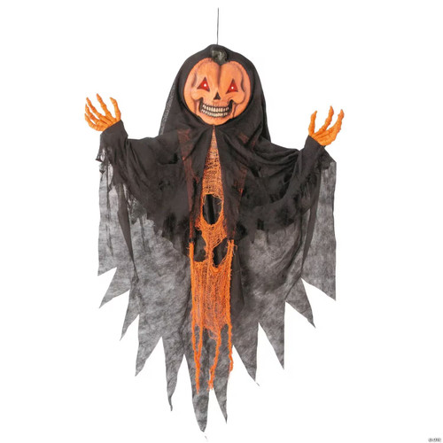 47 1/4" Shaking Hanging Orange Pumpkin Man Halloween Decoration