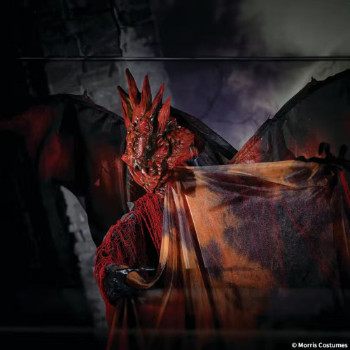 6 Ft. Standing Animated Black & Red Dragon Man Halloween Decoration