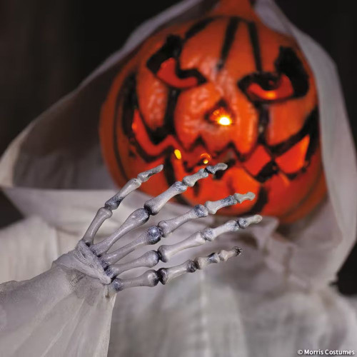 5 Ft. 6" Hanging Animated White Robe Pumpkin Man Halloween Decoration