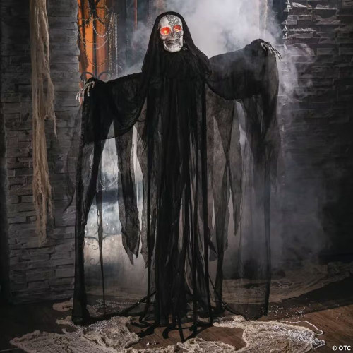 5 Ft. 4 3/4" Animated Standing Light-Up Skeleton Man With Bling Halloween Decoration