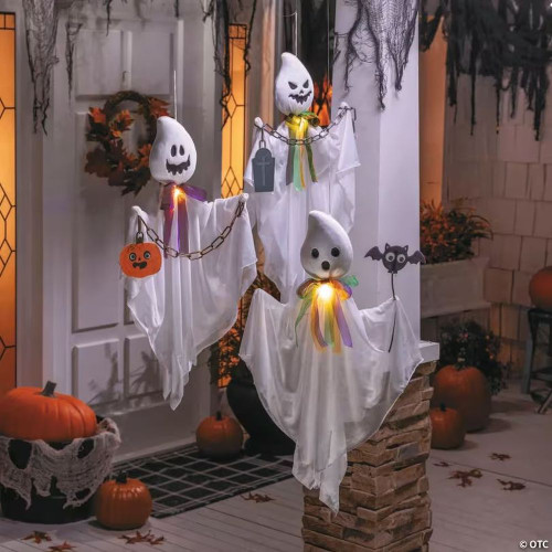 27 1/2" Hanging White Ghosts Halloween Decoration - Set Of 3