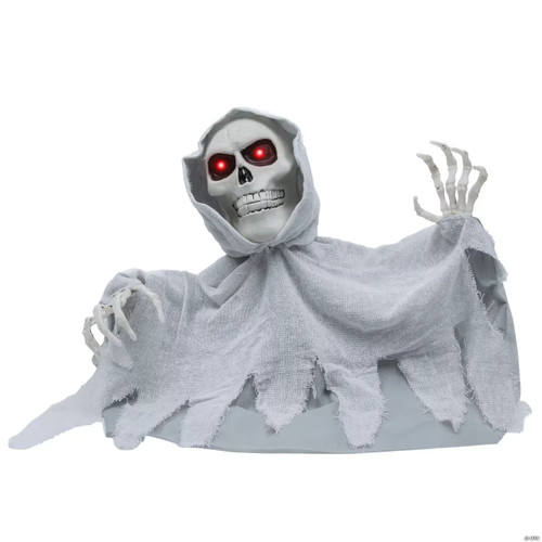27 1/2" X 13 3/4" Animated Groundbreaker Skeleton With Hooded Cloak