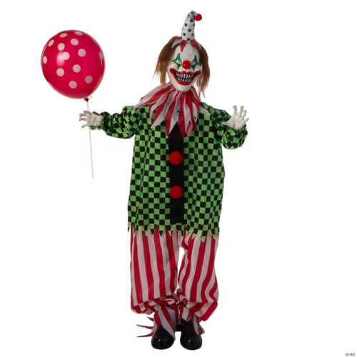51 1/2" Animated Standing Clown With Polka Dot Balloon Halloween Decoration