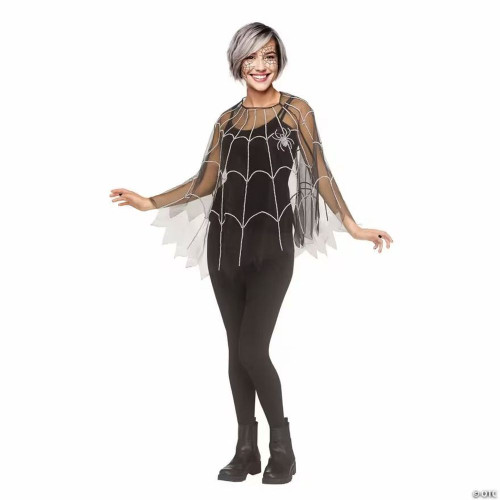 Adults Pearl Spider Web Mesh Poncho Costume - One Size