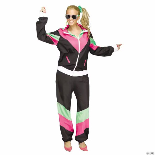 Women’S Multicolor 80’S Track Suit Costume