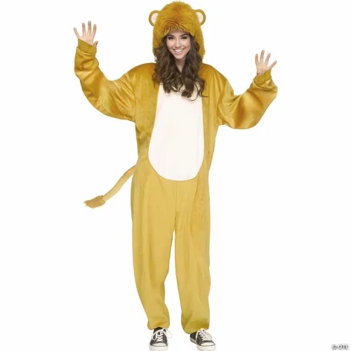 Adults E-Z Lion Hooded Jumpsuit Costume - Medium