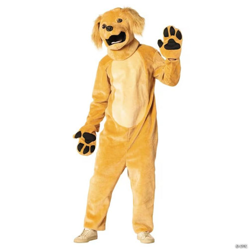 Adults Brown Dog Jumpsuit Costume With Mask & Paws - One Size