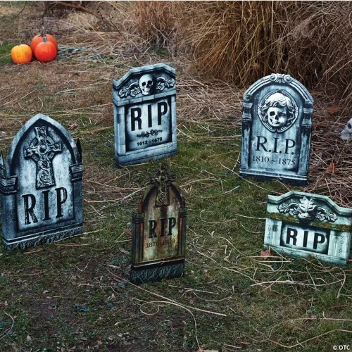 18" - 22" Photo-Realistic Tombstones Halloween Decoration - 5 Piece Set