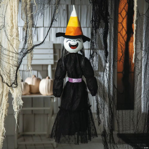 2 Ft. Animated Light-Up Giggling Witch With Black Dress Halloween Decoration