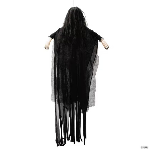 4 Ft. 3" Posable Hanging Girl Dressed In Black Halloween Decoration