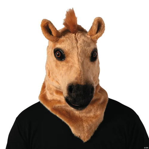 Adults Brown Horse Moving Mouth Overhead Mask - One Size