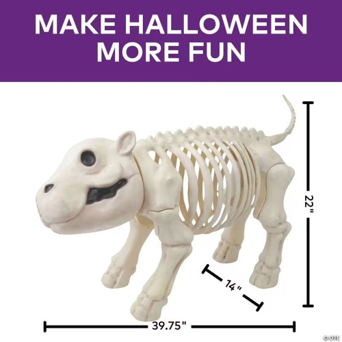 22" Standing Hippo Skeleton Halloween Decoration